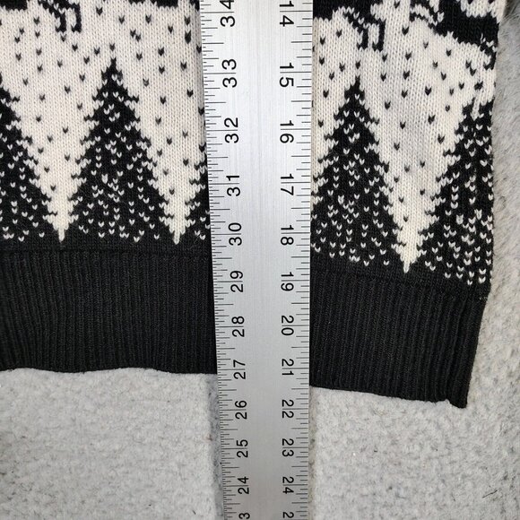 Loft Sweater Women XS Ivory Reindeer Wool Blend 1/4 Zip Balloon Sleeve Christmas - Picture 9 of 13